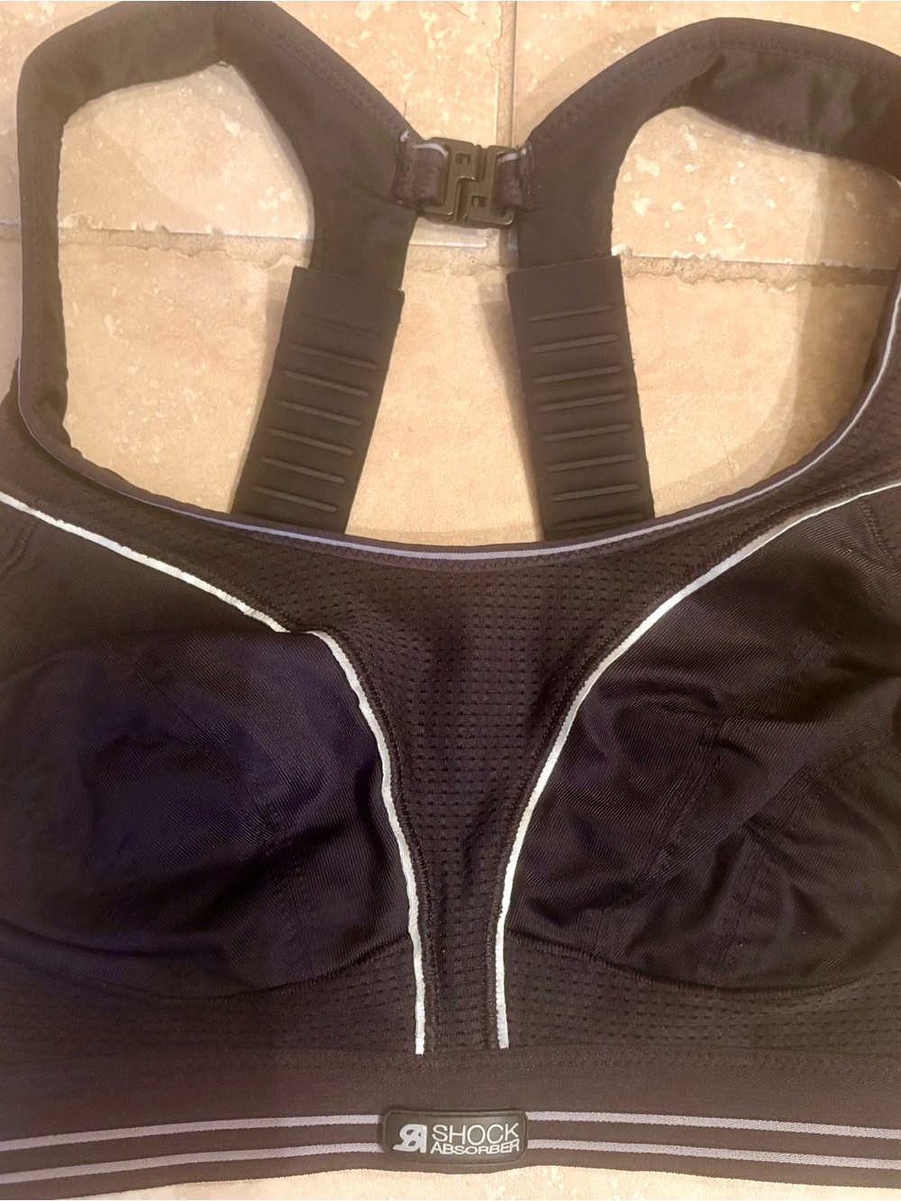Shock Absorber High-Impact Sports Bra in Black with Contrast Piping